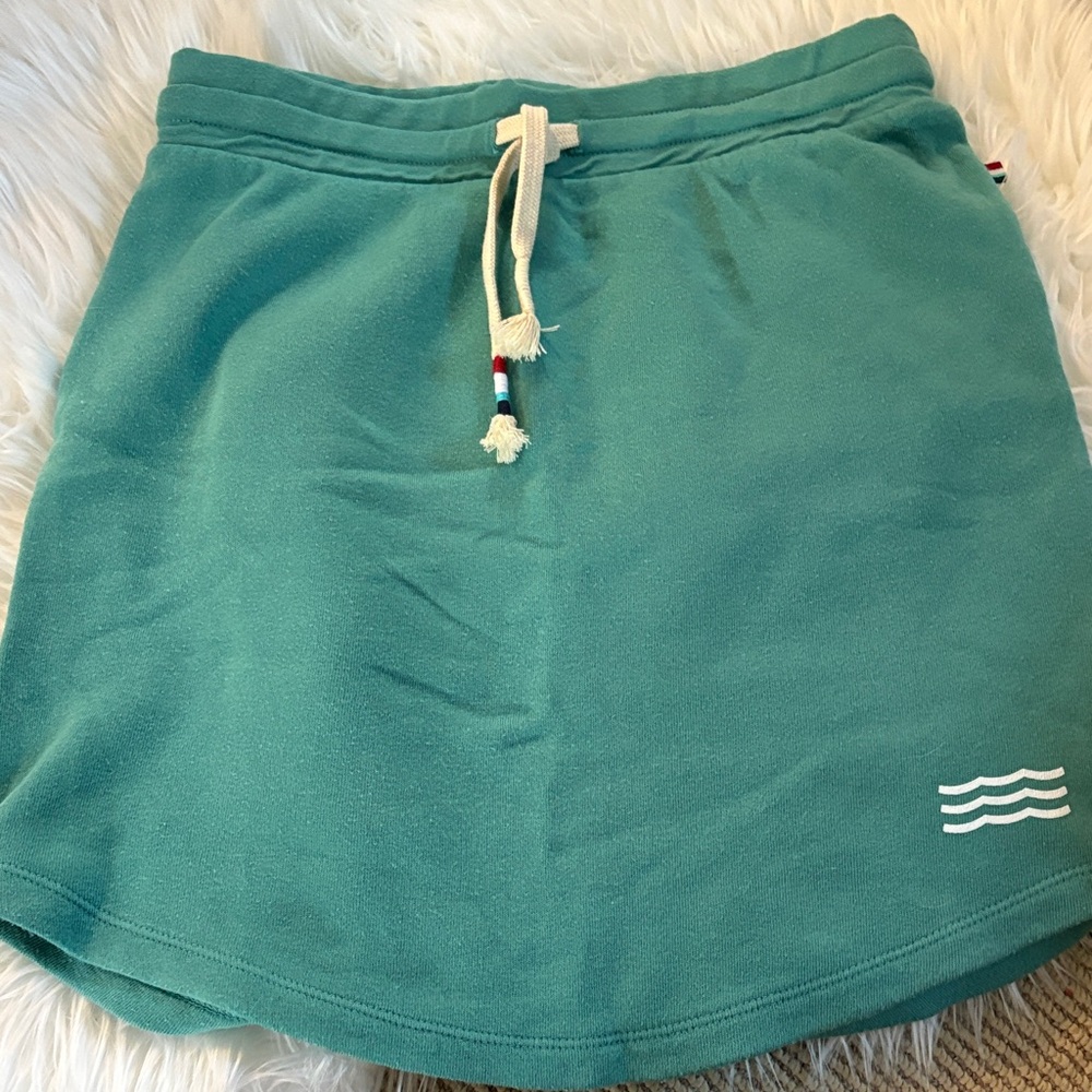 Sol Angeles Teal Drawstring Skirt with Wave Detail